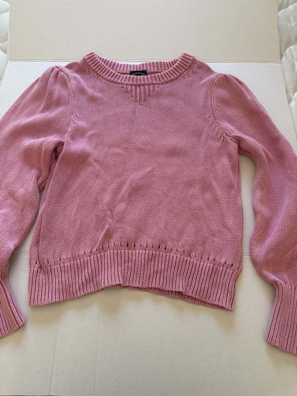 Scoop Women’s Pink Puff Sleeve Knit Sweater – Size Large 12-14